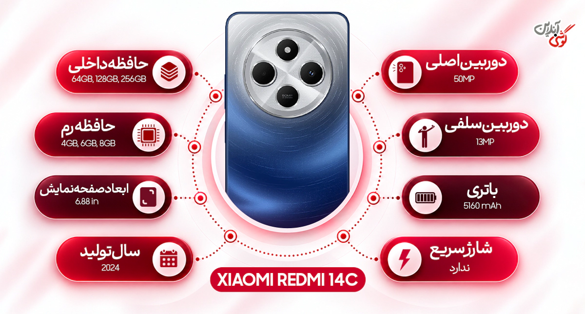 نقد و بررسی گوشی موبایل شیائومی مدل ردمی 14C 4G ظرفیت 256 گیگابایت و رم 8 گیگابایت رجیسترشده