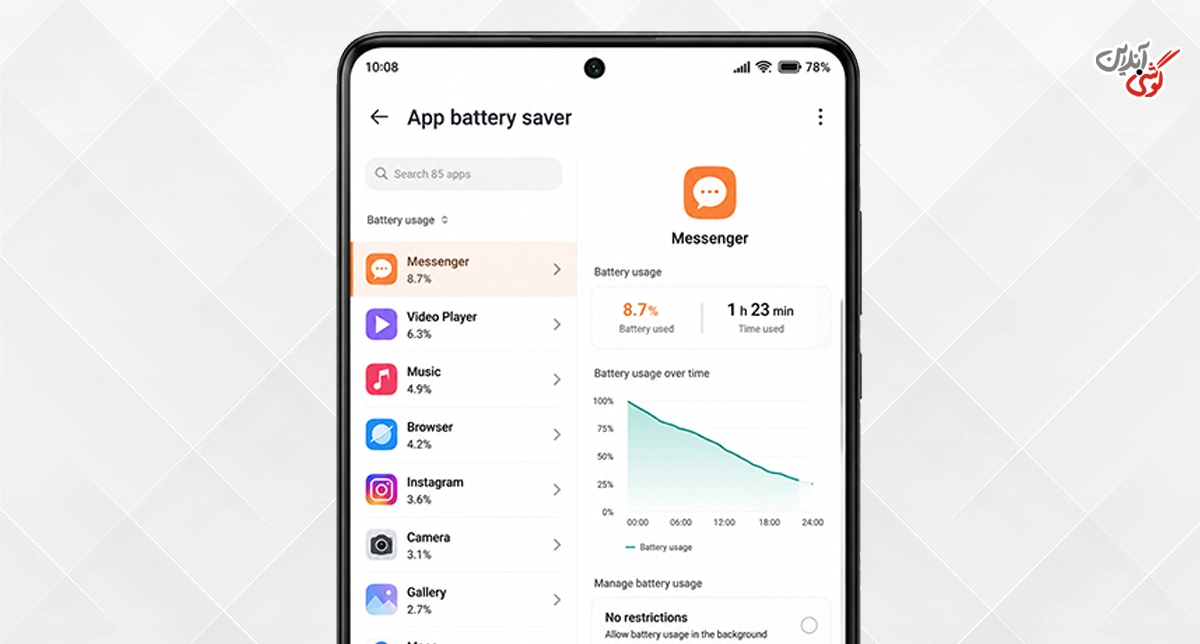تصویری از بخش App Battery Saver / صرفهجویی باتری برنامهها یا تنظیمات مصرف باتری یک برنامه در گوشی شیائومی